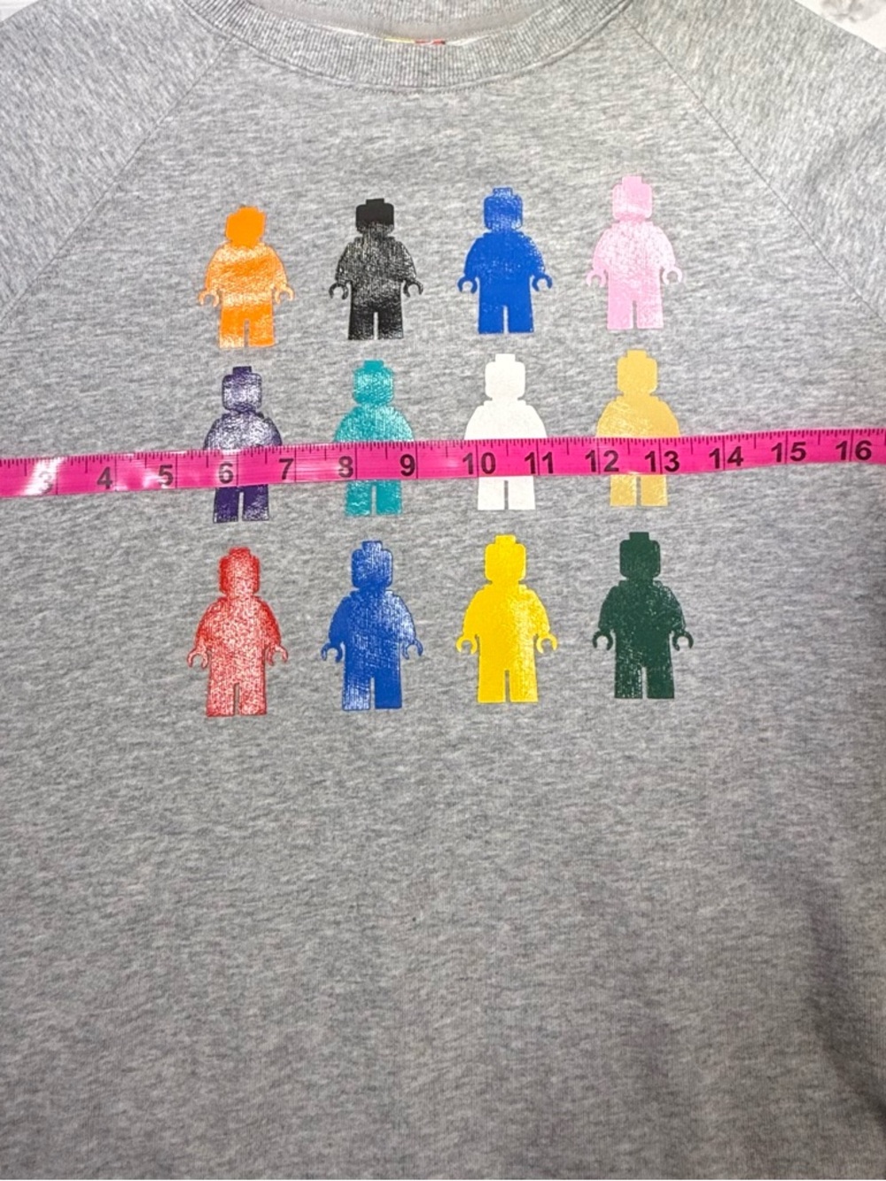 LEGO minifigure colorful print Gray crewneck unisex Sweatshirt kids XXL - Picture 3 of 8